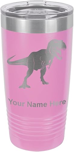 Miniatura 7 de LaserGram Vaso aislado al vacío de 20 onzas, tiranosaurio Rex dinosaurio, grabado personalizado incluido (camuflaje verde)