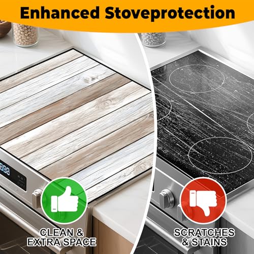 Image of Stove Top Cover Retro Flower Gas Stove Top Cover for Home Decoration Kitchen Pad Non-Stick Washable Cooktop Covers Countertop Protector Keep Stove Clean 28 inchx20 inch (Texture-3)