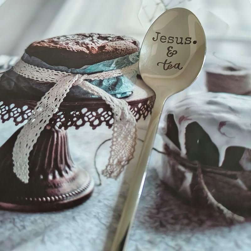 Miniatura 4 de Cuchara de té y Jesús para mujeres, hombres, amantes del té de Jesús, regalo para papá, mamá, regalos cristianos para compañeros de trabajo, regalo