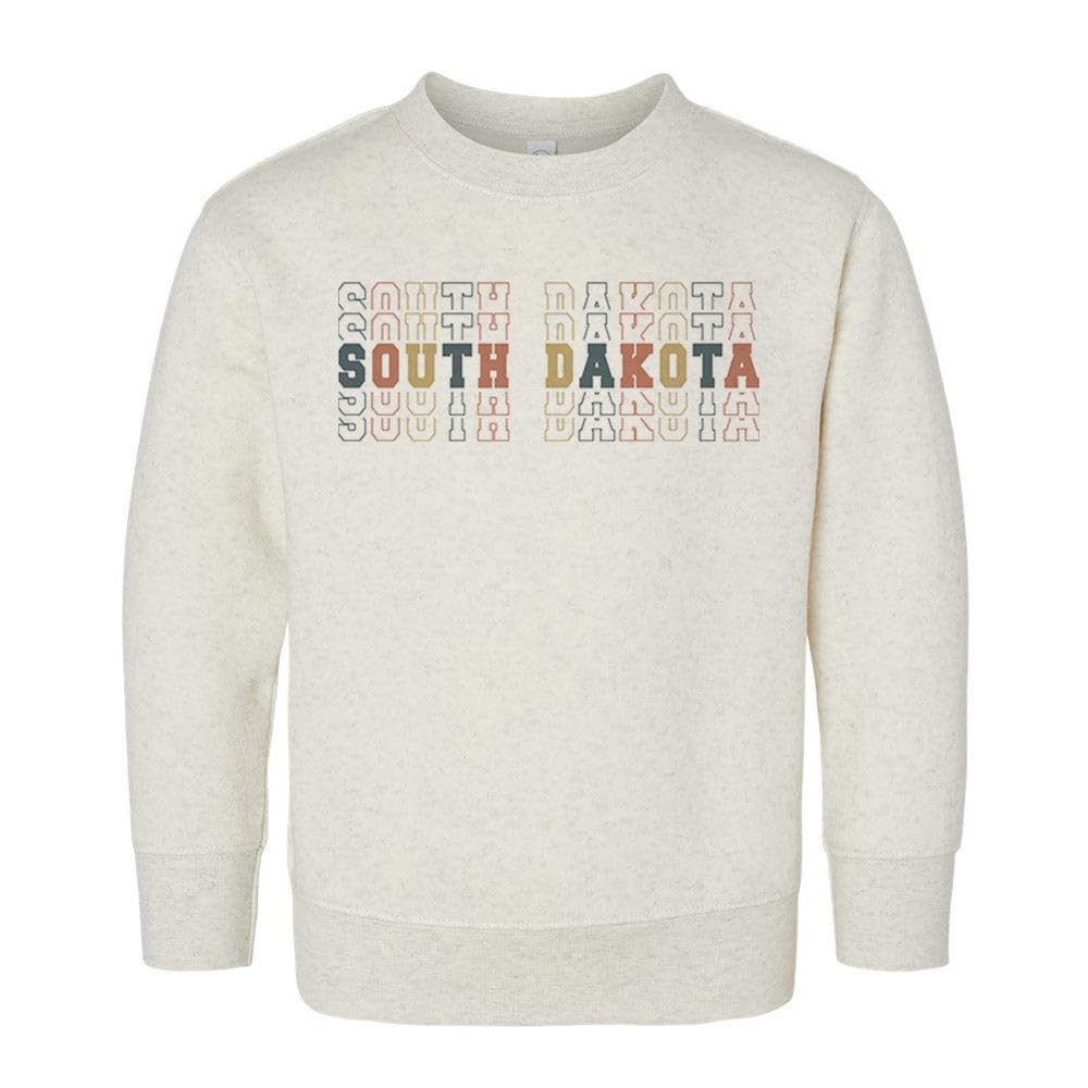 Stacked South Dakota Kids Sweatshirt Toddler 4T Natural Heather