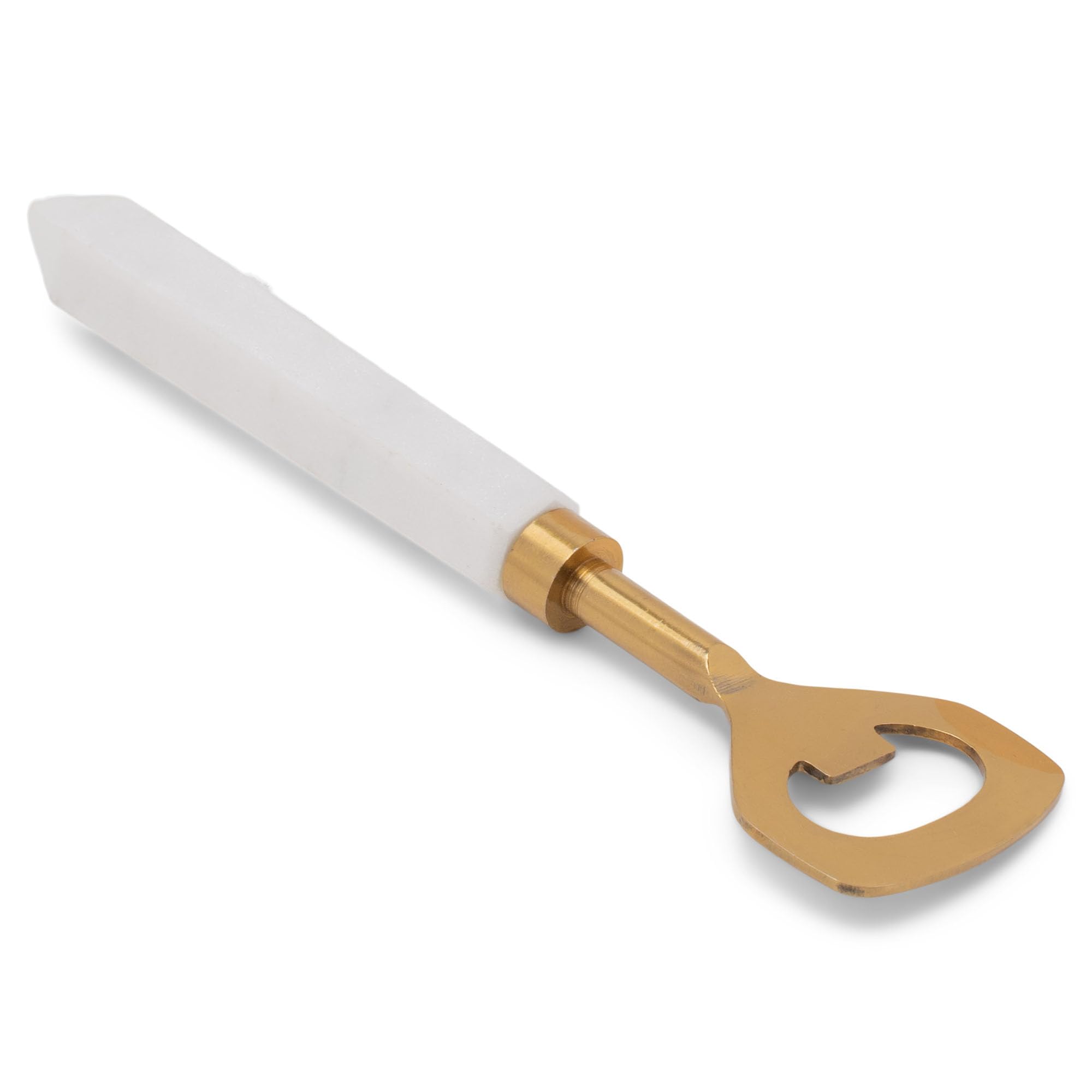 India Handicrafts Solid Carved Classic White 7 inch Marble Bottle Opener