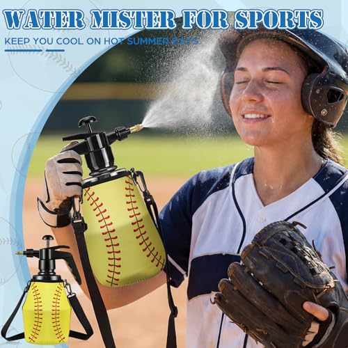 Image of Hushee 2 Pcs 1.5 Liter Water Mister for Sports Personal Water Pump with Full Neoprene Jacket and Built in Carrying Strap, Manual Sprayer Lawn Pressure Pump Sprayer for Cooling Gym Garden (Softball)