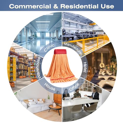 Image of Matthew Cleaning Microfiber Tube Mop(Meduim,Orange,3Pack) Heavy Duty Mop Head Replacement,Excellent Absorbency,Premium launderability,Reusable,Loop end for Home,Commercial and Industrial Use