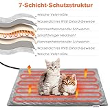 Asstikoo Haustier Heizkissen für Katzen Hunde, einstellbare Hund Heizkissen mit 12 Stufen Timer und 30-55℃ Temperatur, Haustier Heizdecke Electric Pet Heizmatte (M - 45 * 45 cm)