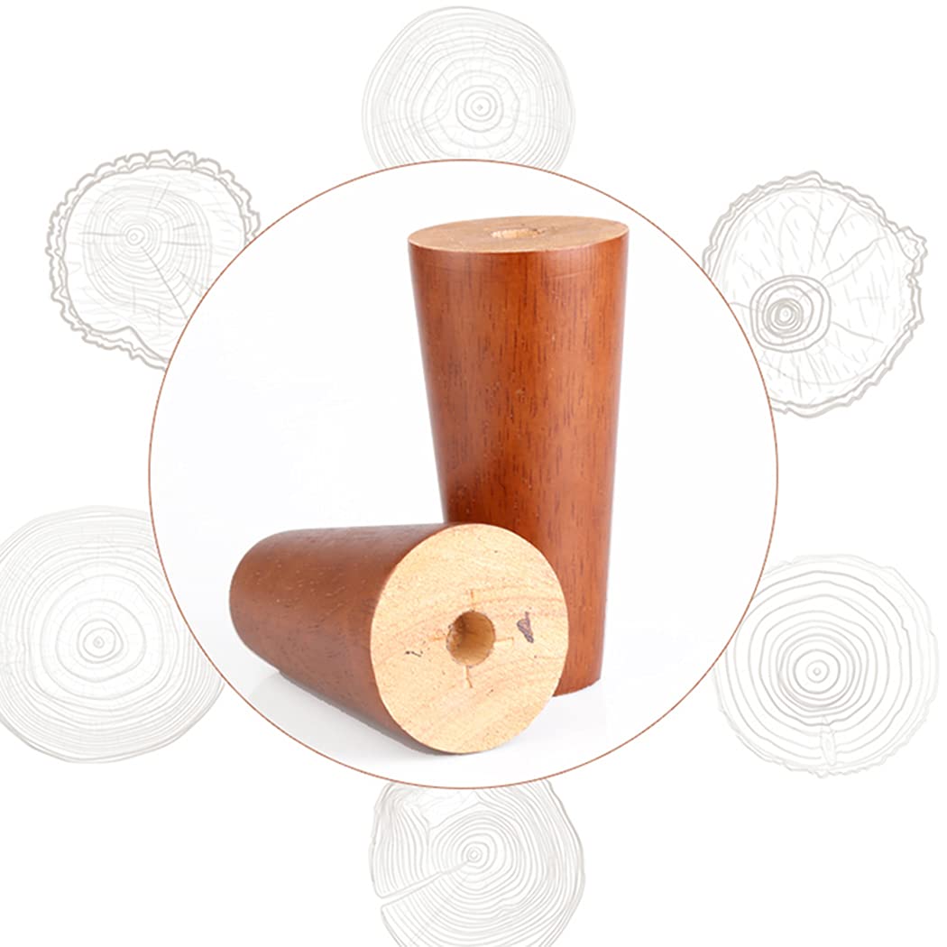 Slish Zwężane futrzane nogi z drewna orzechowego - wymienne nóżki M8 do sofy, łóżka, szafki, kanapy, zestaw 4 szt. (70 cm) - łatwe do włożenia do nowoczesnego wystroju