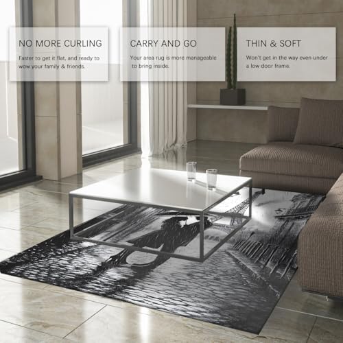Tapis Tour Eiffel antidérapant et lavable pour un salon impeccable