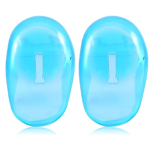 Protector de plástico antimanchas, 2 unidades, color azul, protege las orejeras del tinte, peluquería, baño, ducha, impermeable, para uso en el