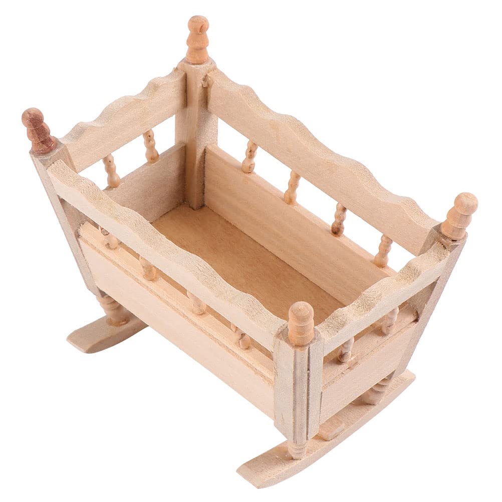 TOYANDONA Mini Furniture Baby Cradle Model Miniature Cradle Mini House Accessory