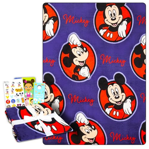 Mickey Mouse Fleece Blanket Set - Bundle with Soft Mickey Throw, Stickers, More for Kids, Adults, Children | Cozy Mickey Fleece Blanket 50