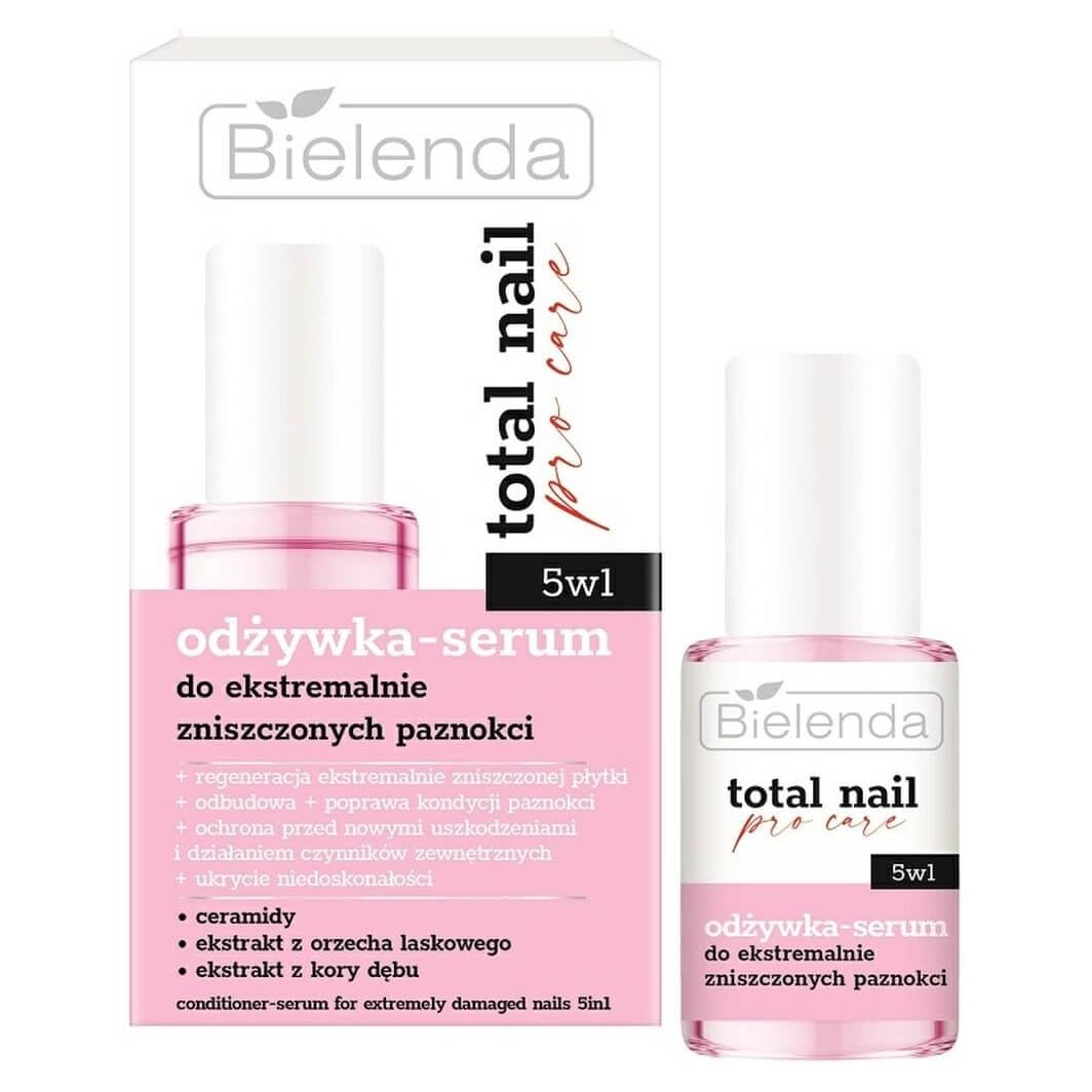 Bielenda Total Nail Pro Care 5 in 1 Balsamo Siero per unghie estremamente danneggiate, 10 ml