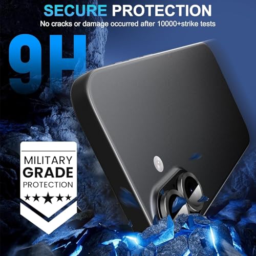 Image of PACK OF 2 Titanium Camera Lens Protector for iPhone 17 / iPhone 16 / 16 Plus Black 9H Tempered Glass HD Clear Camera Guard Scratch Resistant Drop Protection Anti Fingerprint Case Friendly Waterproof Anti Bubble Easy Install