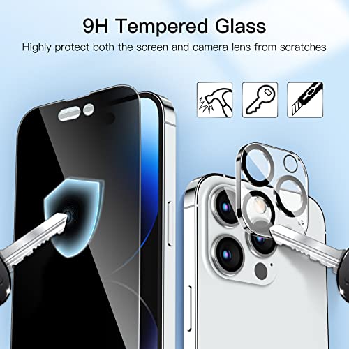 Image of JETech Privacy Full Coverage Screen Protector for iPhone 14 Pro Max 6.7-Inch, with Camera Lens Protector, Anti-Spy Tempered Glass Film, 2-Pack Each