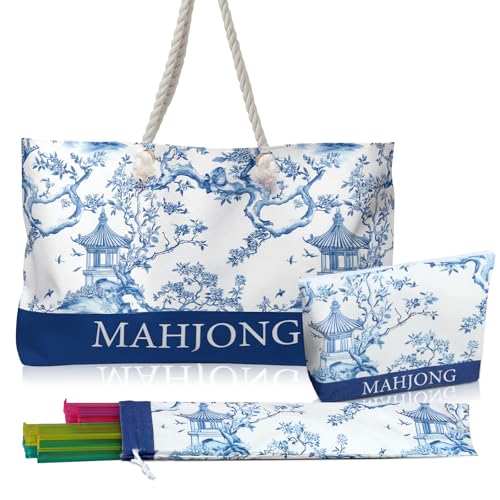 Set bolsa mahjong vacío 3 pzas azul Chinoiserie