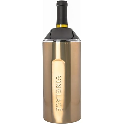 Vinglacé Wine Bottle Chiller- Portable Champagne Insulator- Stainless Steel Wine Cooler Sleeve - Keeps Wine Cold (Copper)