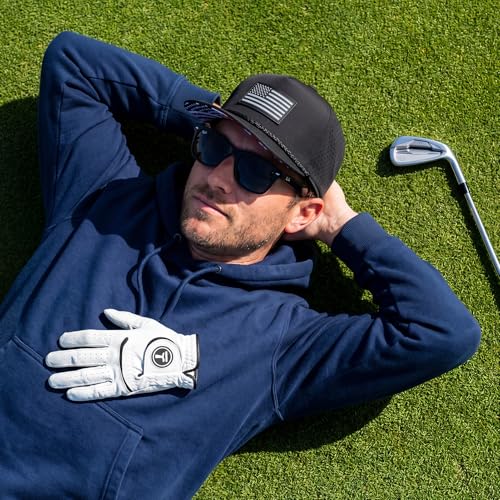 Image of TOP-EX Men's Cooling Golf Hat, Big Heads Tactical USA Flag Waterproof Cap | Tactical American Flag Hat, XXL Large Size, Water & Stain Resistant, UPF50+ UV Protection, Laser Perforated Cooling Sweatband