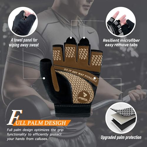 image for ATERCEL Weight Lifting Gloves Full Palm Protection, Workout Gloves for