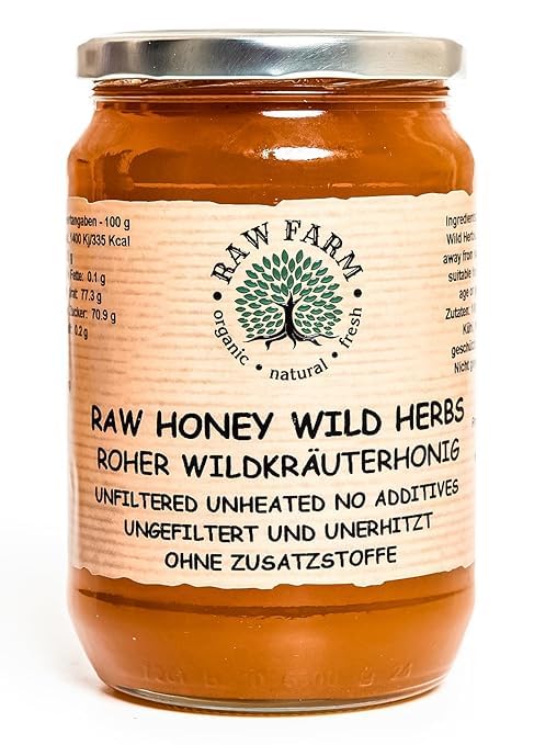 900 g Pure Raw Wildflowers and Herbs Honey - Unfiltered, Unheated, Unprocessed, Cold-Extracted – Rich in Enzymes & Pollen, Straight from the bee hive (900, Wildflowers - Thistle, Thyme, Coriander)
