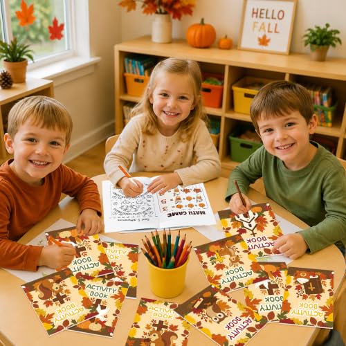 Bulk Fall Activity Books, 24Pcs Autumn Mini Games Coloring Booklet for Kids - image 6