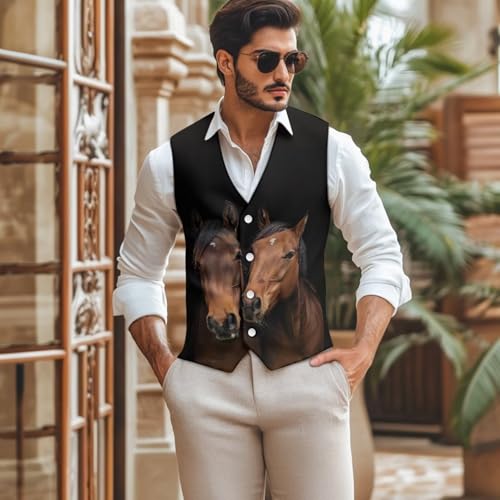 Men's Casual Suit Vest Lightweight Business Formal Dress Suit V-Neck Waistcoat Vest for Party Wedding Tuxedo Suit2