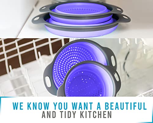 Say Goodbye To Clunky Colanders: 2-Piece Silicone Collapsible Colander Set By Comfify™- Compact, Convenient, And Ideal For Any Kitchen #TOP5