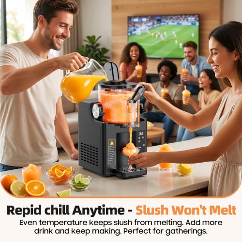 Image of Slushie Machine for Home, 67OZ Frozen Drink Maker, 5 Presets, Black | No Ice Needed, Fast Cooling, Makes Soft Serve, Margaritas, Frappes , Milkshakes with Auto-Cleaning, Perfect for Summer Party