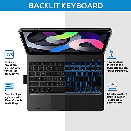Image of Typecase Touch iPad Air 4 Case with Keyboard and Touchpad - Magic Keyboard Style, Compatible with Apple Pencil, Trackpad & Smart Backlit Keys for iPad 11 Pro 2020, 10.8 2020 (Space Gray)