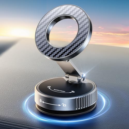 Mohard 2025 Soporte Magnetico Movil Coche para MagSafe [Gel Nano + Succión de Vacío], 360° Ajustable Plegable y 2400GF Imán Potente Sujeta Suporte Telemovel Carro para iPhone 17/16/15/14/13/12