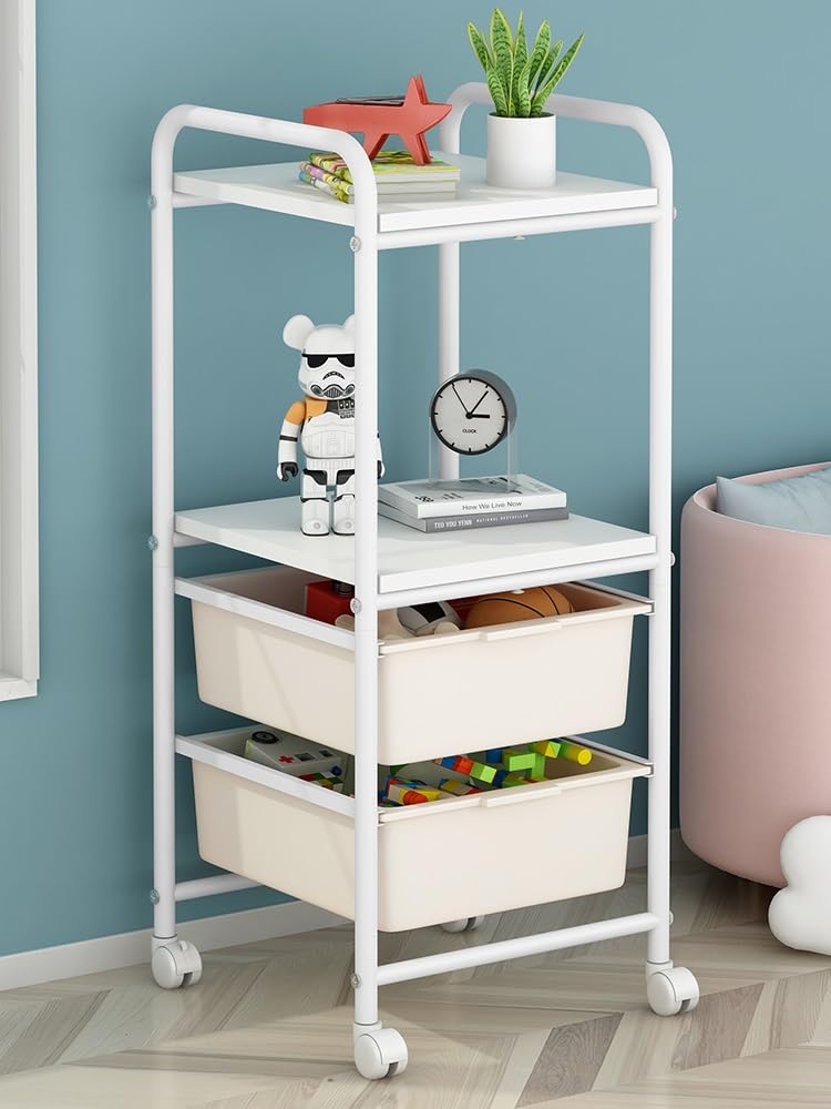 Mueble Organizador Juguetes Organizador De Almacenamiento De Juguetes Blanco De 4 Niveles Con Ruedas, Contenedores De Almacenamiento De Juguetes, Caja De Juguetes Para Sala De Juegos Y Dormitorio Alma