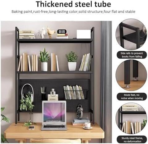Scaffale da scrivania multifunzionale in metallo - Espositore da banco for | organizer libreria tavolo for ufficio domestico(75x98x22cm(30x39x9inch),Black)
