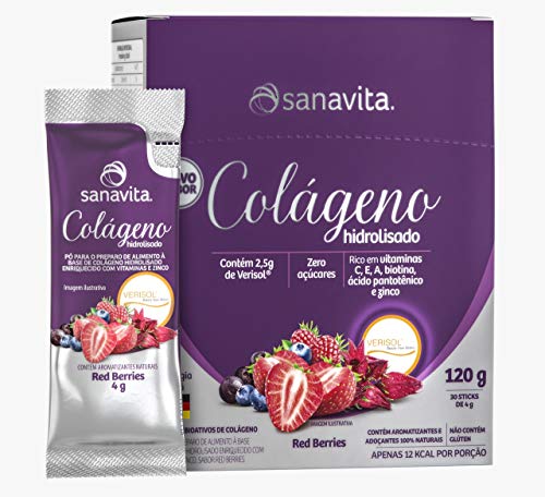 Kit 3 Colágeno hidrolisado VERISOL Red Berries 30 sachês Sanavita