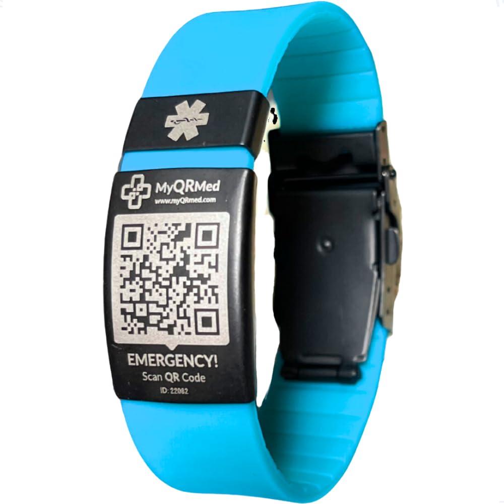 Pulsera inteligente de identificación médica | Escanea el código QR para ver todo el perfil de salud - Actualiza en cualquier momento | Perfil gratuito | Alerta médica para hombres, mujeres, niños |