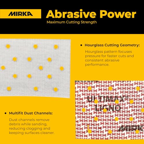Image of Mirka Abrasive Sheets Ultimax Ligno 3x5 Hook and Loop P320 50 Pack