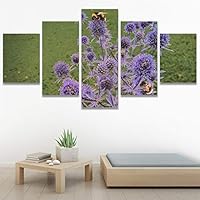SIGNWIN 5 Panel Canvas Wall Art Bee on Flowers I for Home Decorations Ready to Hang - 60