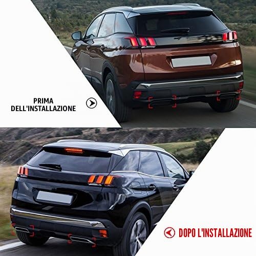 per 3008 5008 2017-2021 Allure Terminale di scarico Tubo di scappamento finale/deflettore di scarico in plastica abs lucido 2 pezzi