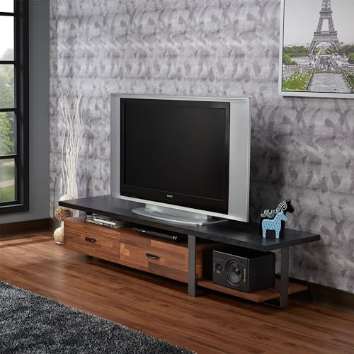 Image of Walnut Black TV Stand