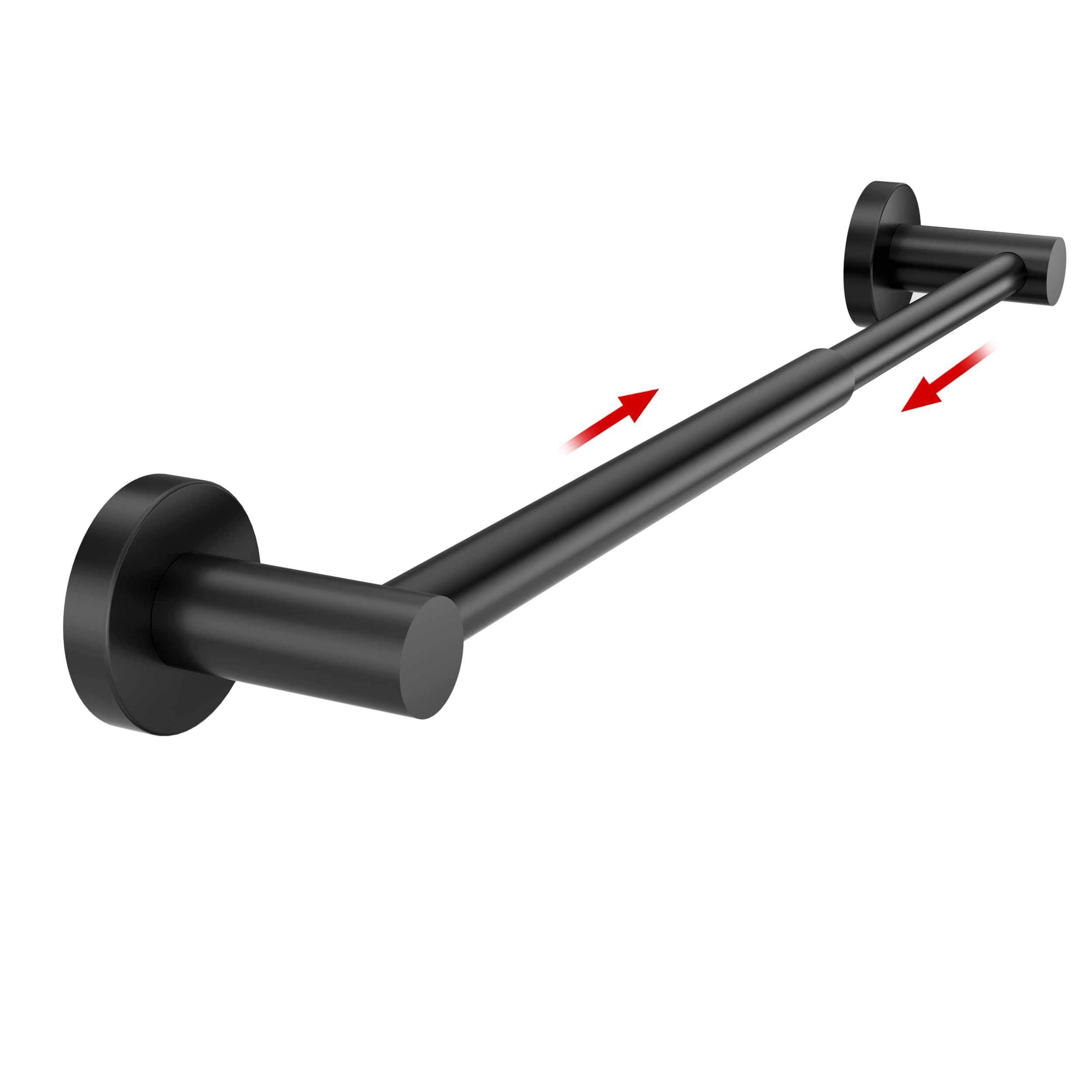 WZKALY Towel Rail Wall Mounted,32-49cm Adjustable SUS 304 Stainless Steel Towel holder, Expandable Towel Bar Rack for Bathroom Kitchen (Matte Black)
