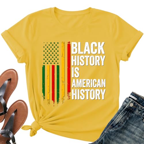 Image of Juneteenth Shirts for Women-Black History is American History Tee Tops African American Short Sleeves