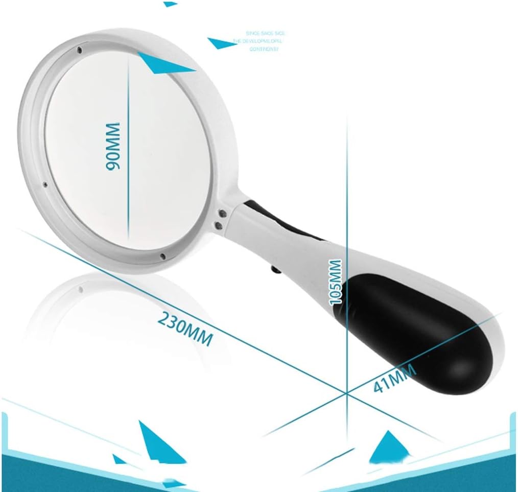 Handheld Magnifier Illuminated Reading Magnifying Glass Lens Jewelry Loupe for, Crafts, Hobby
