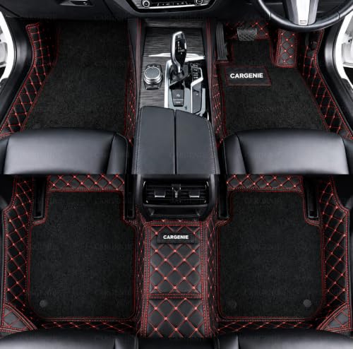 Image of 7D Car Floor Mats for Mahindra 3XO EV 2026 | Black Red | Waterproof | Anti-Slip | PU Leather | Full Coverage | All Weather | Custom Fitted 7D Car Foot Mats