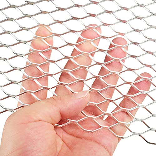 Image of AggAuto Universal 40 inchx13 inch Car Grill Mesh - Aluminum Alloy Automotive Grille Insert Bumper Hexagon Hole 11x25mm, One of the Most Multifunctional Shape Grids Silver