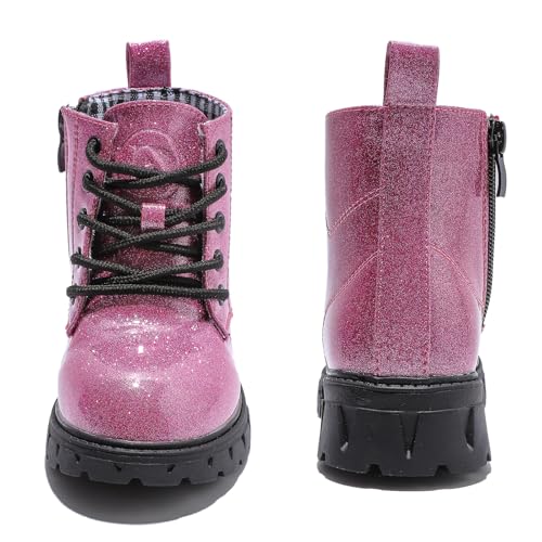 WUIWUIYU Boys Girls Combat Boots Waterproof Zip-up Hiking Ankle Boots Short Booties Desert Motorcyle Boots4