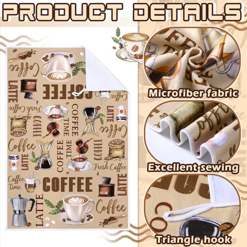 Image of Bencailor 6 Pcs Coffee Kitchen Towels Decorative Sets Dish Towels Absorbent Fast Drying Hand Tea Vintage Hanging Reusable Cleaning Dishcloths for Cooking Farmhouse Bathroom Accessory