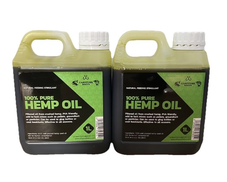 Carppurr baits Premium Pure Hemp Oil – 2L Natural Fishing Attractant for Carp & Coarse Fish – Enhance Groundbait, Spod Mixes, Boilies & Particles (2 litre)