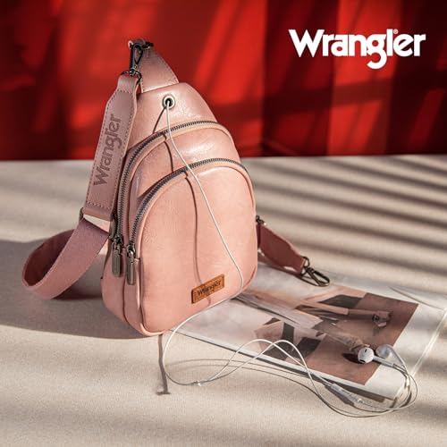 Image of Wrangler Small Sling Bag for Women, Leather Crossbody Bags Cross Body Purse Fanny Packs with Adjustable Strap for Gift