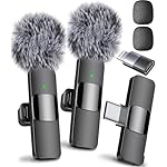 Mini Mic Pro Wireless Microphone for iPhone, iPad, Android, Lavalier Microphone for Video Recording - 2 Pack iPhone Mic Crystal Clear Recording with USB-C for Podcast, ASMR