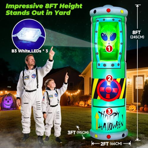 Aufblasbare Halloween-Alien-Raumkapsel mit LEDs, 2,4 m – Bild 3