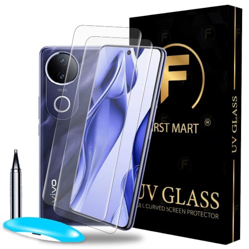 Image of FIRST MART Military-Grade UV Tempered Glass for Vivo V50 and Vivo V50e 5G (6.77 Inch) - 9H Hardness,Full Adhesive UV, Bubble-Free, Edge to Edge [2 Pack]