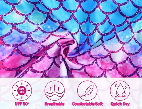 Image of Gnainach Girls One Piece Swimsuits Size 4t 5t Multicolor Scale Bathing Suits UPF 50+ Sleeveless Swimming Suit for Kids Holiday