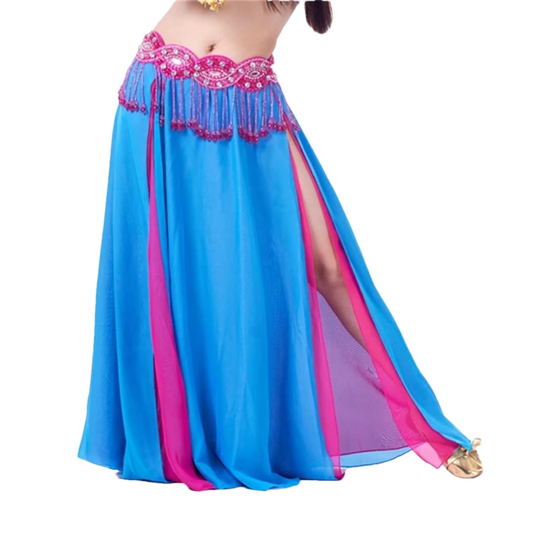 Faldas amplias y vaporosas, Falda for Danza del Vientre Mujer Apertura Lateral Gasa Multicolor