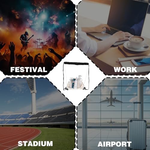 2pcs Clear Drawstring Bags,See Through Pvc Bookbag,Waterproof Clear Purse for Stadium Events Concert Sport Work Travel(16.9 x 12.9 Inches)4